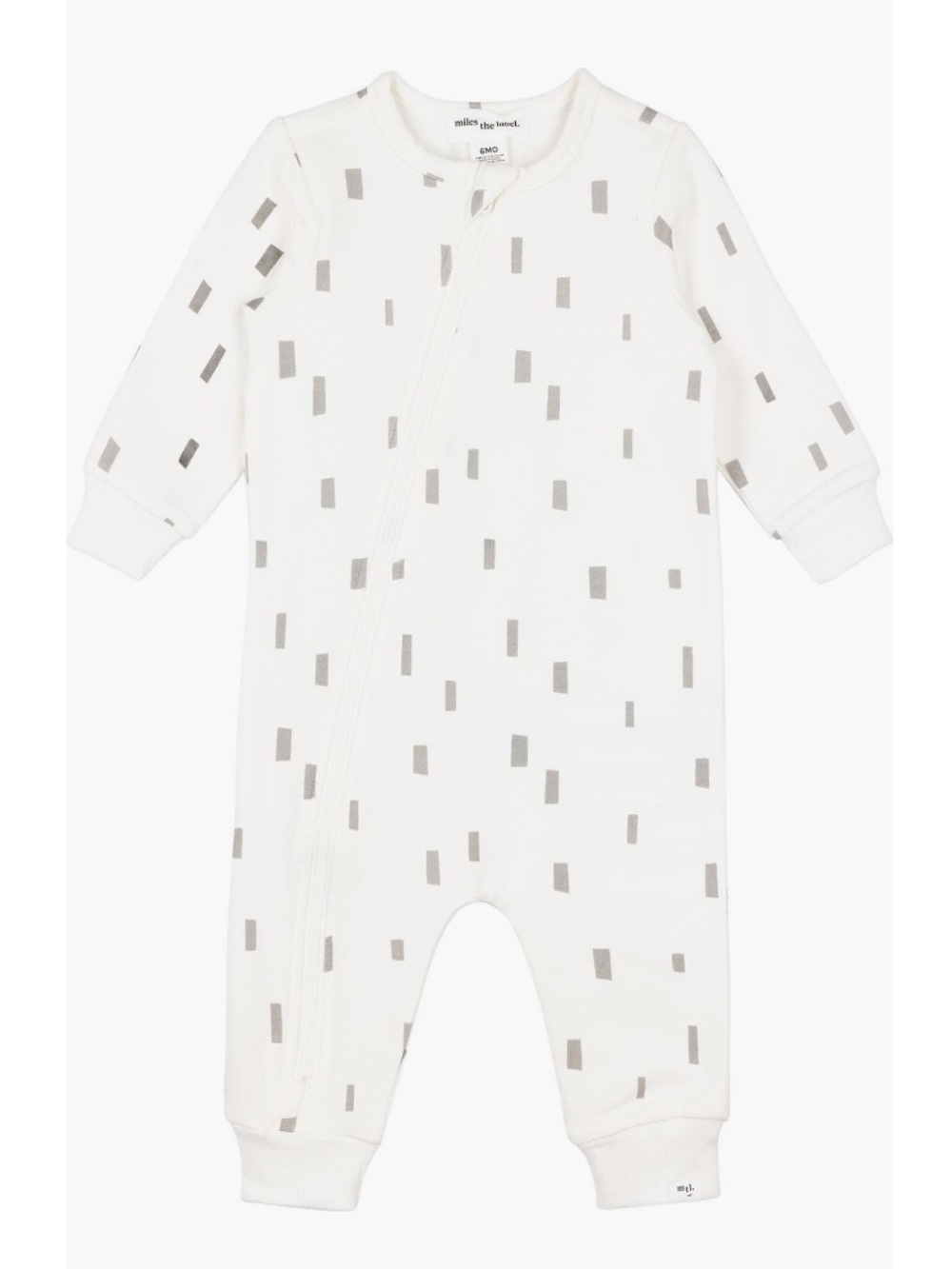 Miles The Label Cream Zip-Front Stretch Organic Cotton Romper, 24 Months